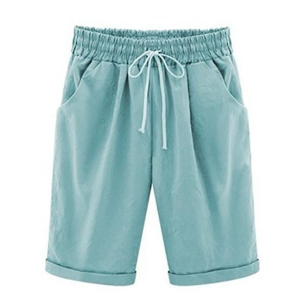 Women's Casual Shorts – Relaxed Fit – Breathable Blend – Elastic Waist – Side Pockets