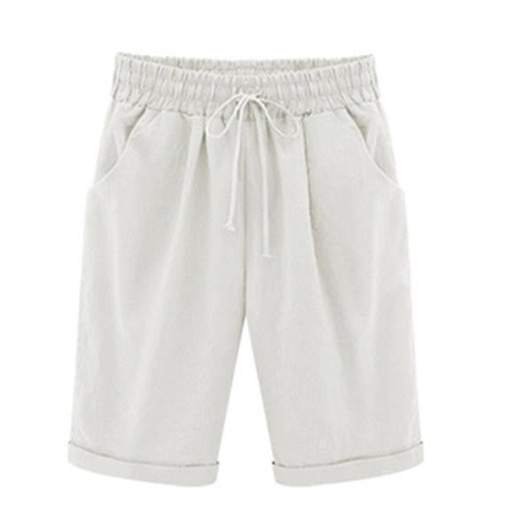 Women's Casual Shorts – Relaxed Fit – Breathable Blend – Elastic Waist – Side Pockets