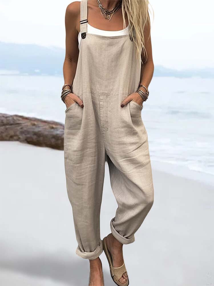 Women’s Overall Jumpsuit – Relaxed Fit – Adjustable Straps – Breathable Blend – Full Length