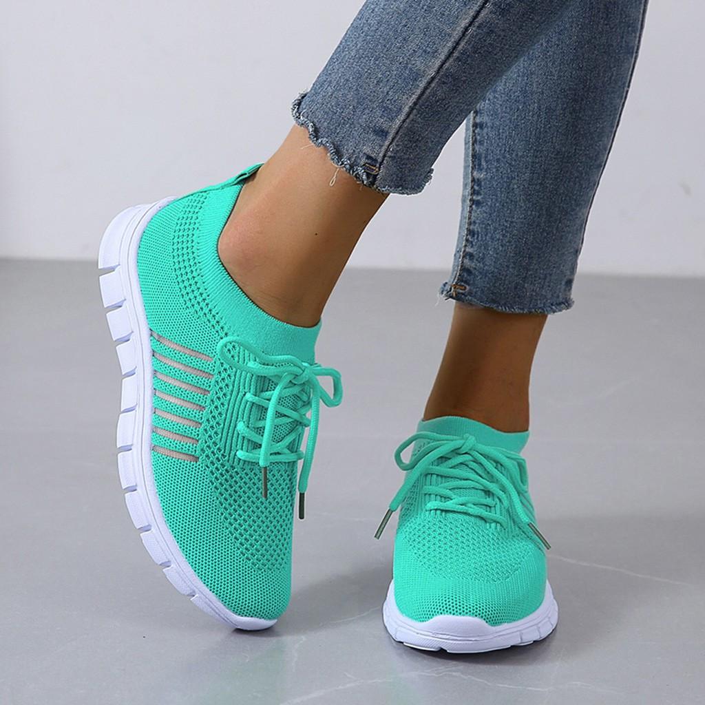 Women’s Sneakers – Breathable Mesh – Sock-Like Fit – Cushioned Sole – Lace-Up Design