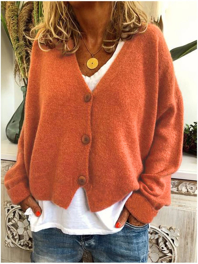 Women’s Cardigan – Soft Knit – Relaxed Fit – V-Neck – Button Front – Casual Layering