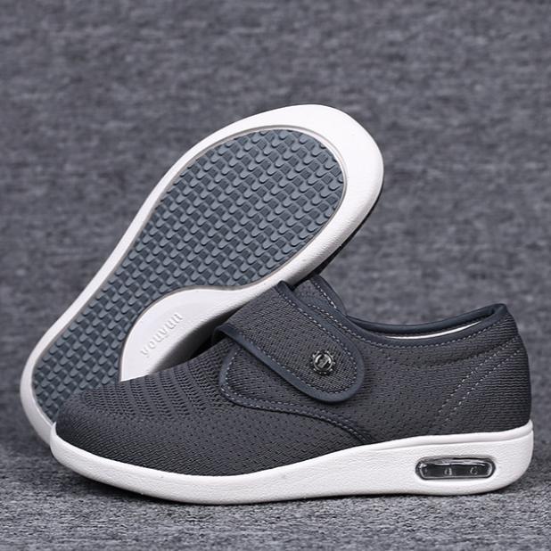 Women’s Orthopedic Shoes - Knit Mesh Upper - Velcro Strap - Cushioned Sole - Ankle Height