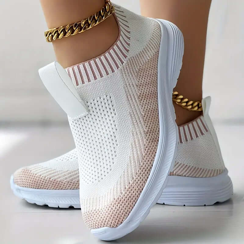 Women’s Slip-On Trainers – Knitted Upper – Breathable Fit – Cushioned Sole
