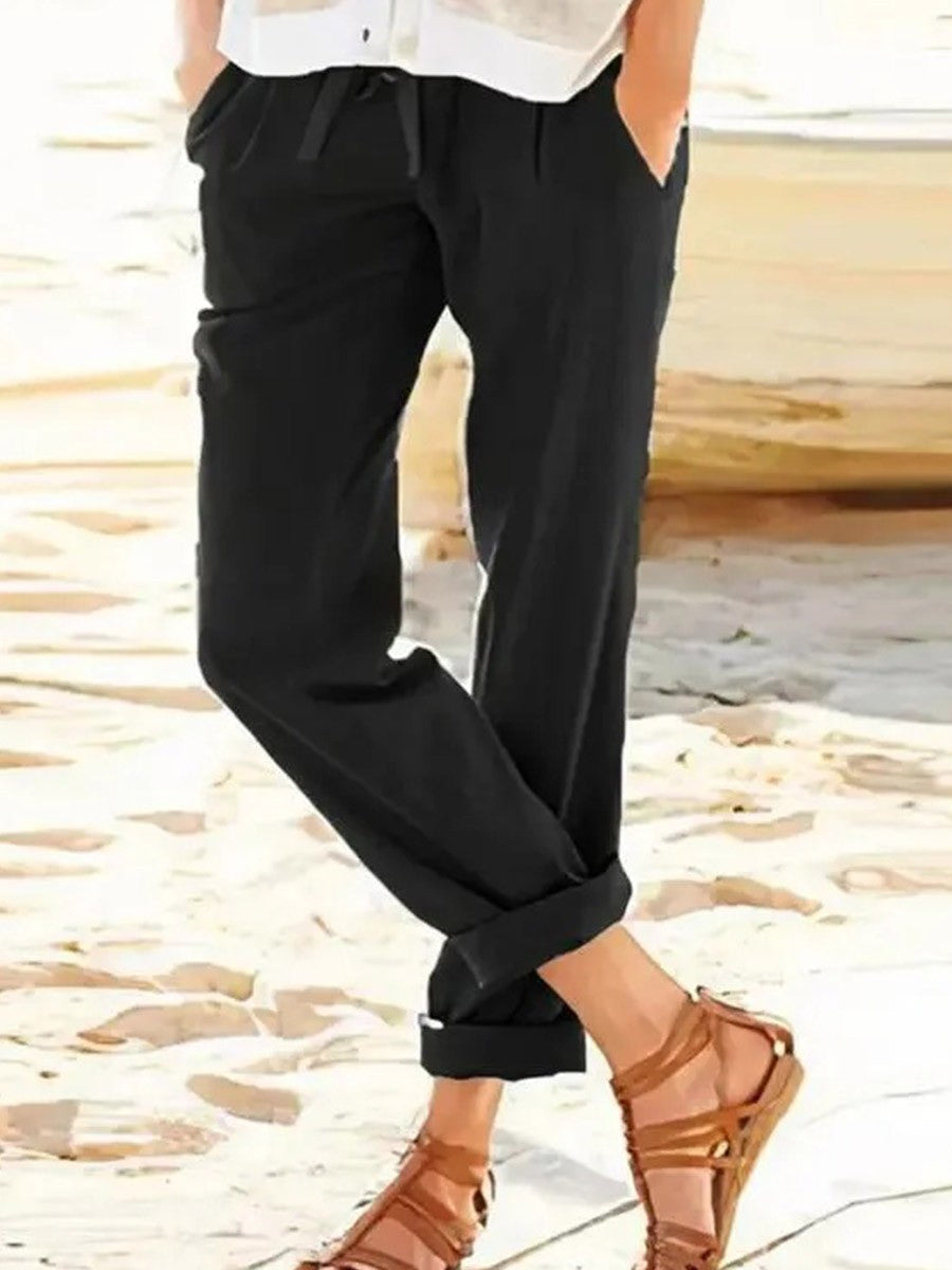 Women’s Straight-Leg Pants – Relaxed Fit – Adjustable Waist – Breathable Blend – Casual Wear