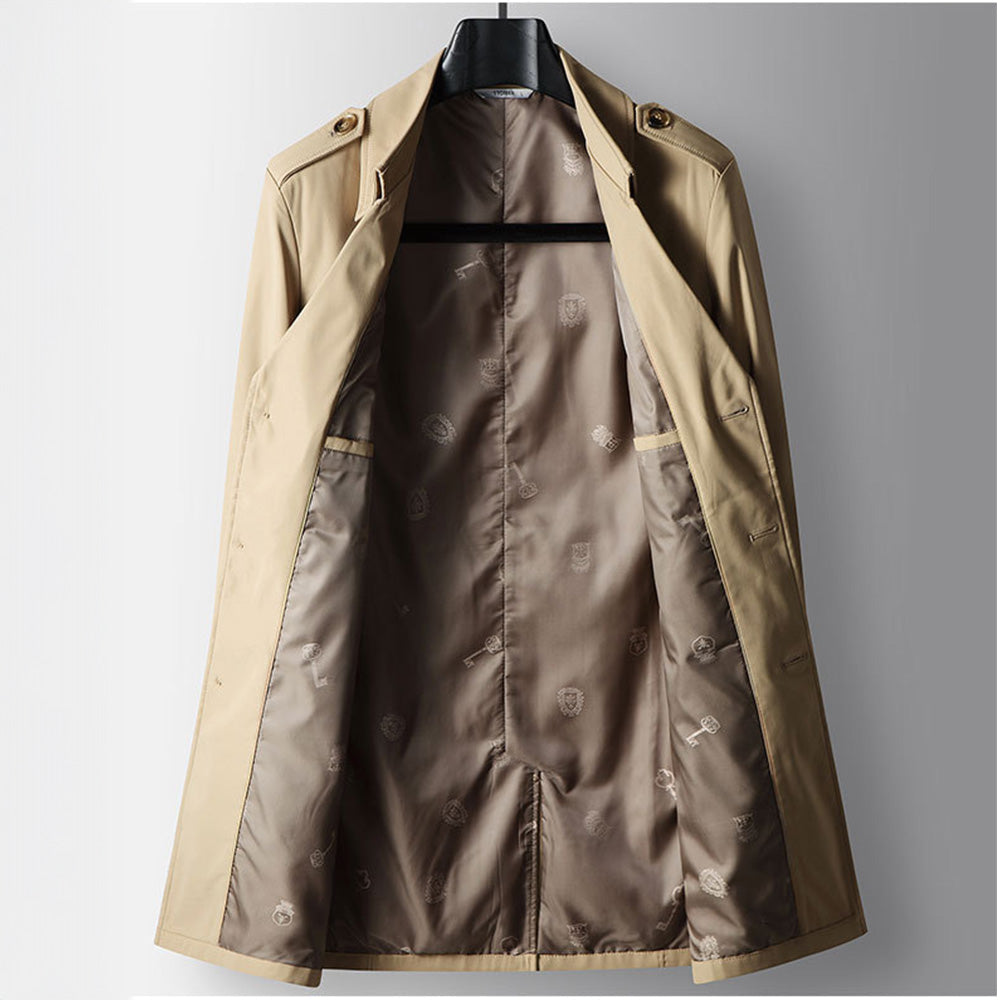 Oliver Regular Fit Trench Coat | Knee-Length Button Front Coat