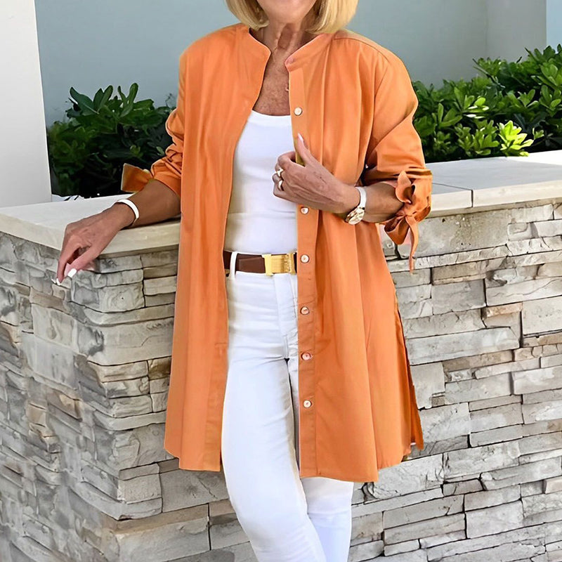 Women’s Tunic Shirt – Relaxed Fit – Long Sleeve Button Front