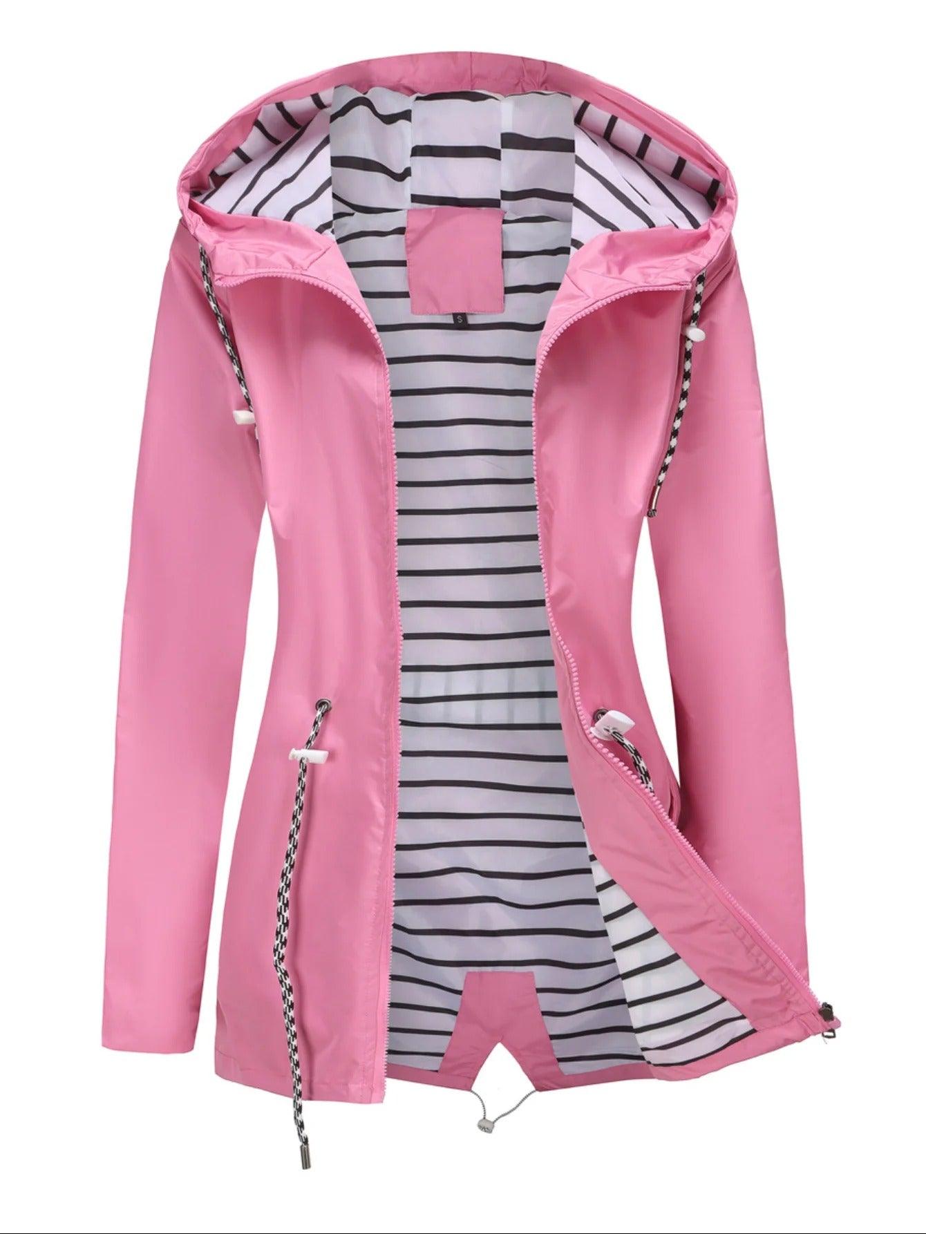 Women's Long Jacket – Waterproof – Relaxed Fit – Hooded – Full Zip – Side Zip Pockets
