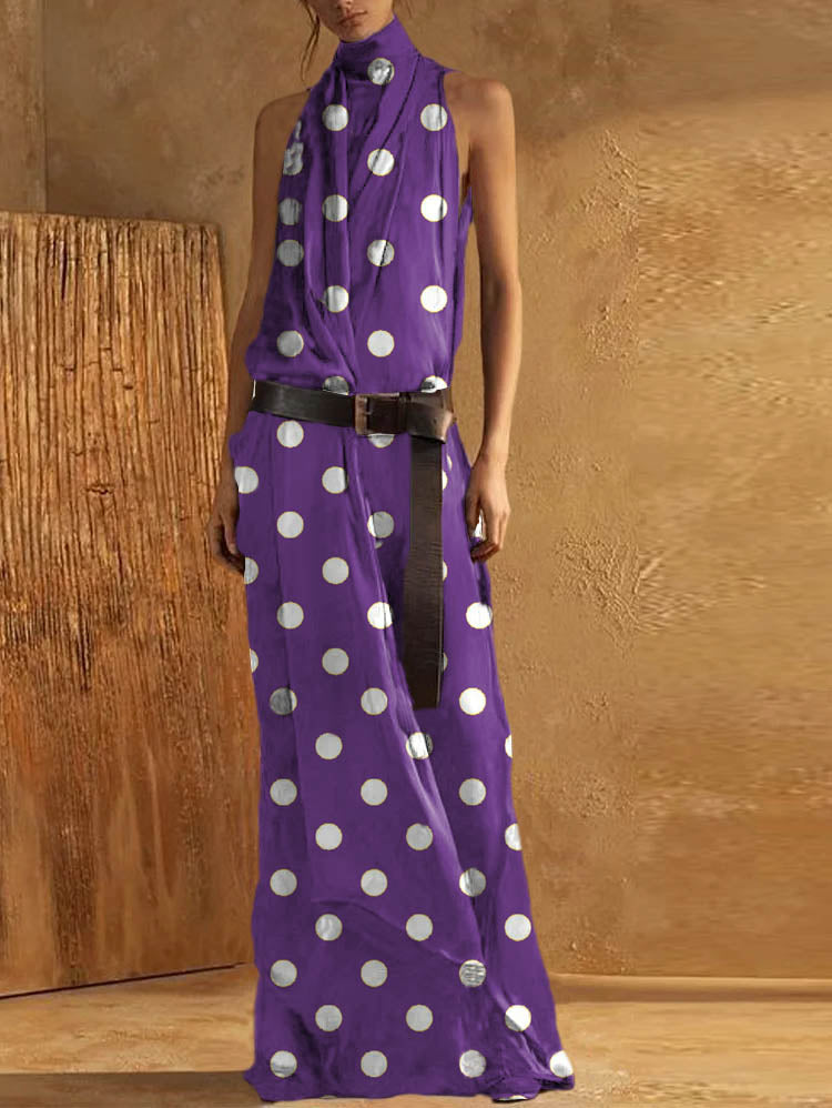 Women’s Maxi Tank Dress – High Neck – Sleeveless – Flowy Fit – Breathable Blend