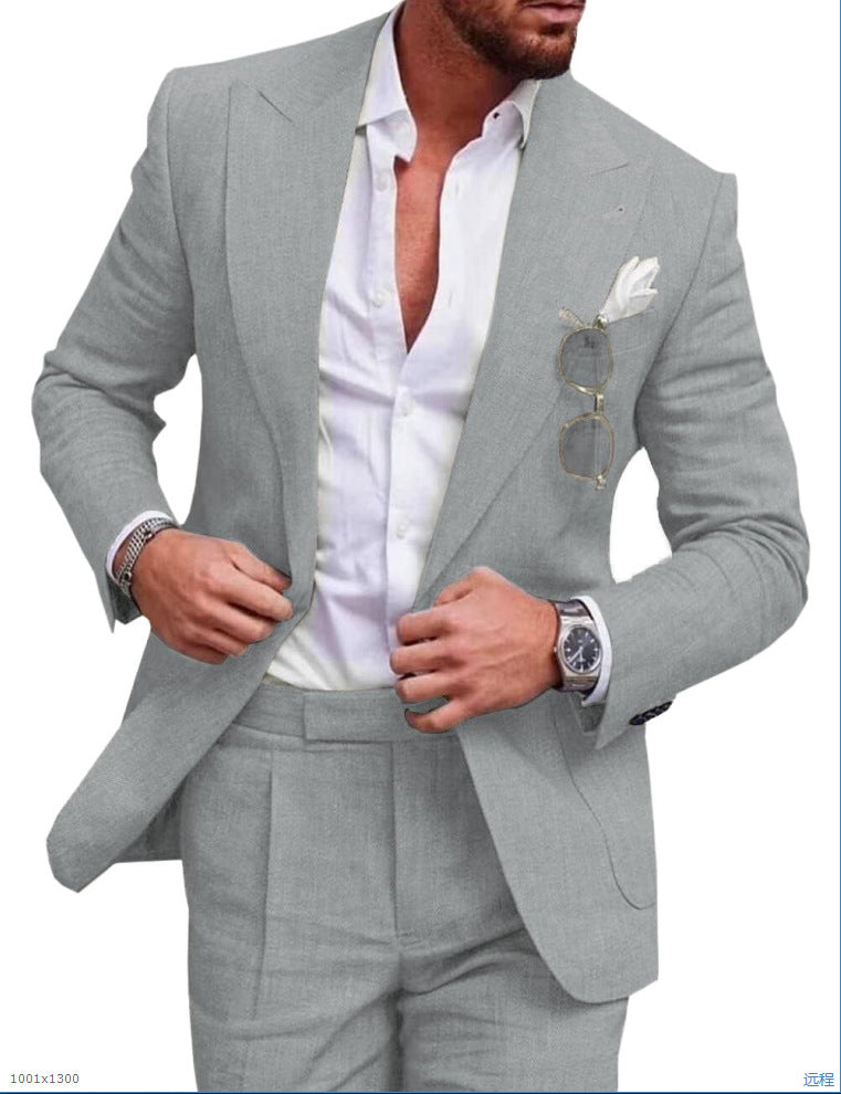 Men’s Suit – Linen Two-Piece Set – Tailored Fit – Single Breasted – Formal Wear