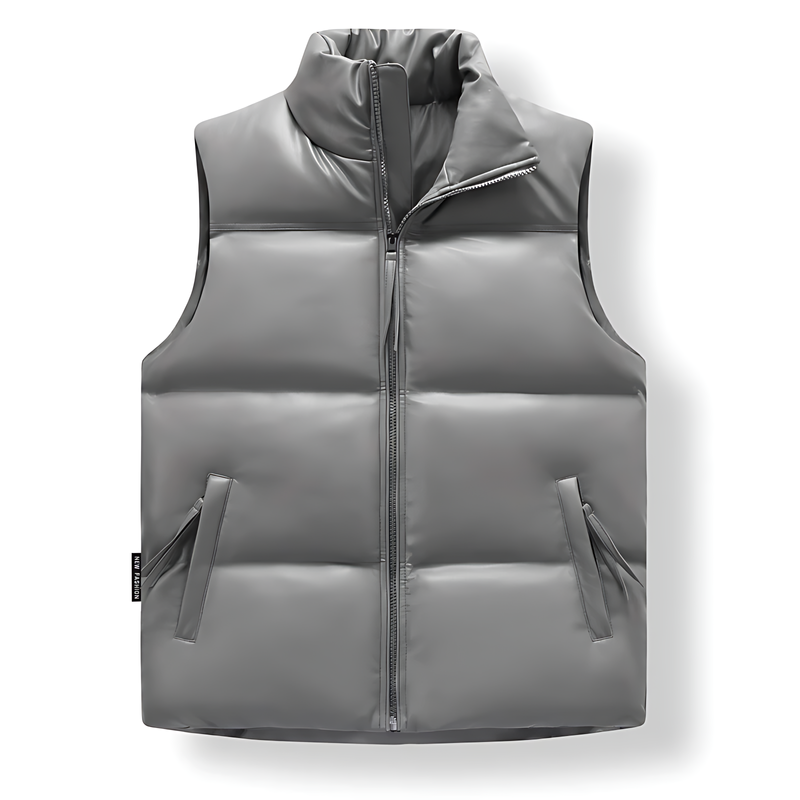 Leo Quilted Puffer Vest | Stand Collar Full Zip Vest