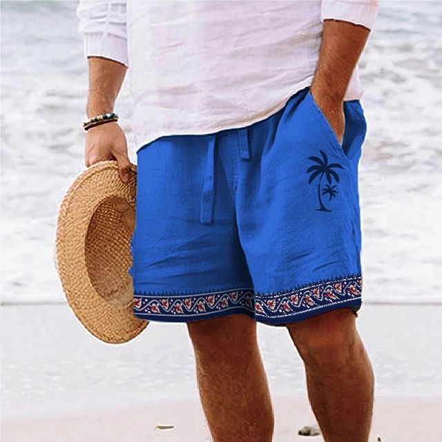 Men’s Beach Shorts – Relaxed Fit – Graphic Print – Breathable Blend – Drawstring Waist