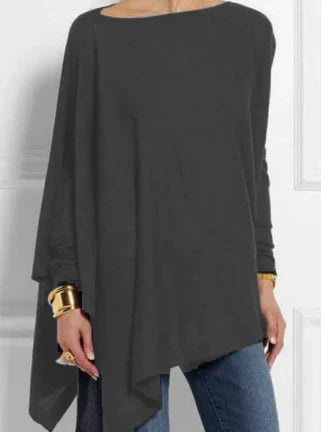 Women’s Tunic Top – Soft Knit – Oversized Fit – Boat Neck – Long Sleeve Casual Wear