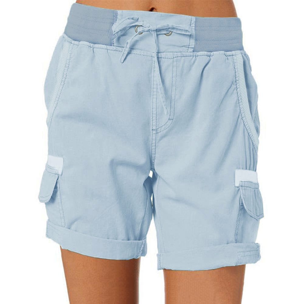 Women’s Cargo Shorts – Relaxed Fit – Elastic Waist – Breathable Blend – Utility Pockets