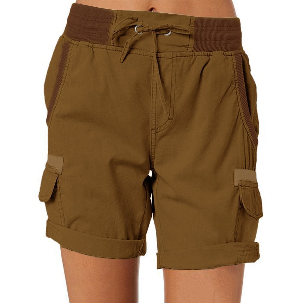 Women’s Cargo Shorts – Relaxed Fit – Elastic Waist – Breathable Blend – Utility Pockets