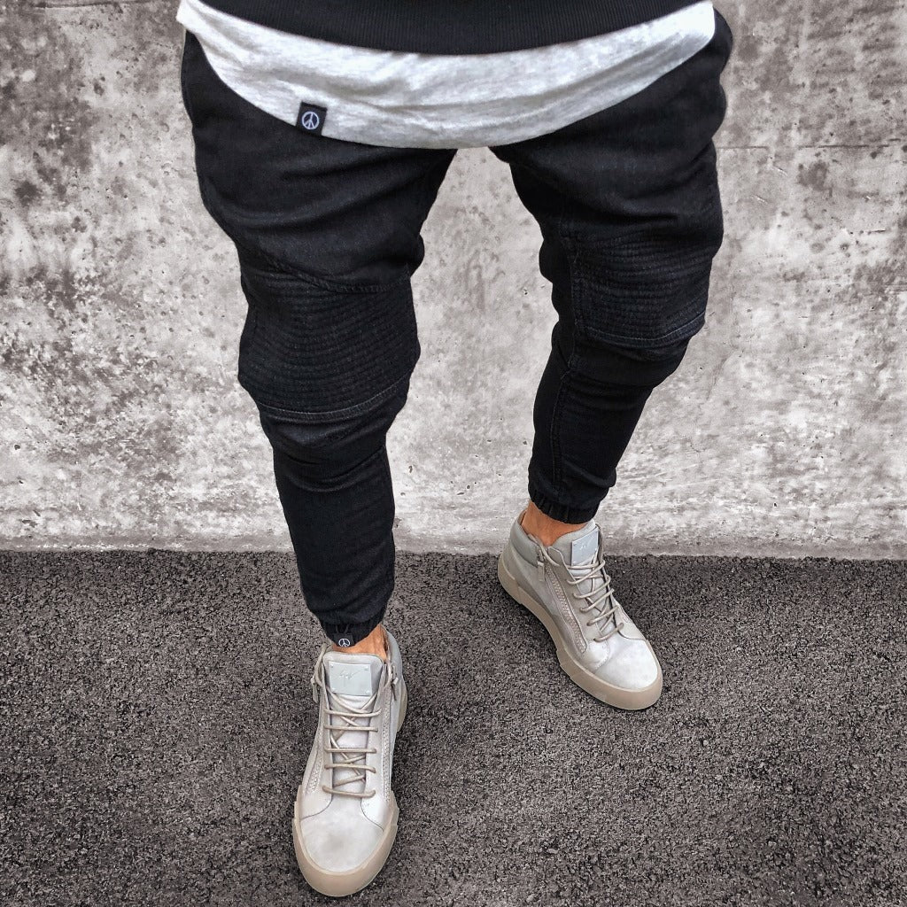 Men’s Jogging Pants – Slim Fit – Elastic Waistband – Ribbed Knees – Cuffed Ankles