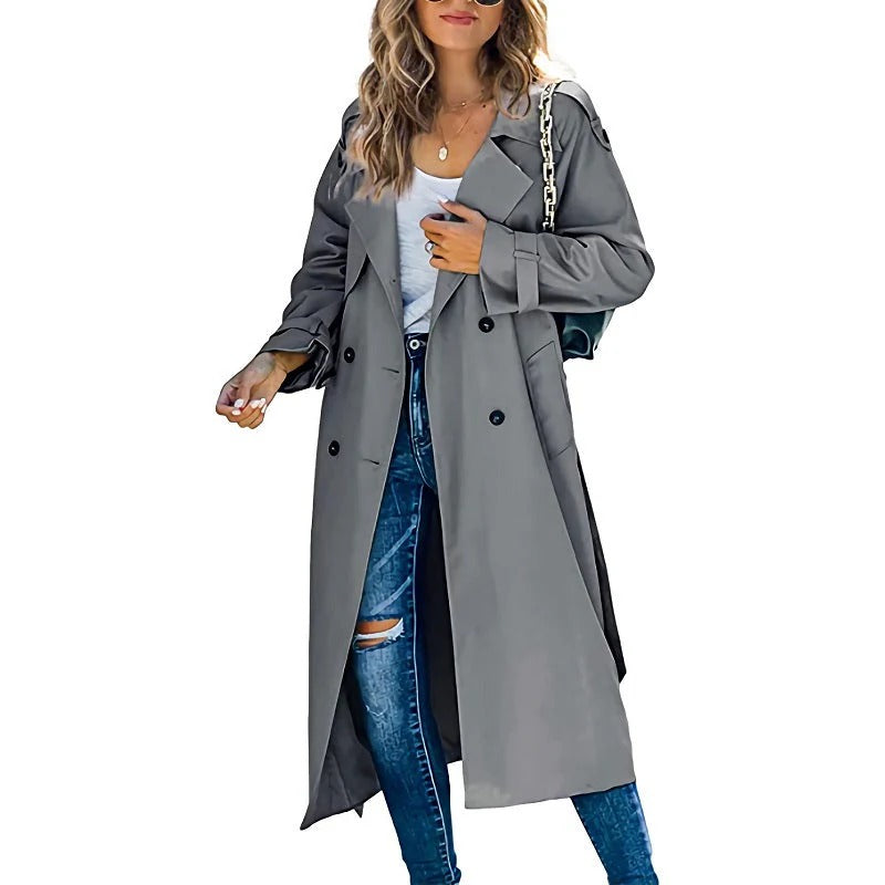 Women’s Trench Coat – Cotton Blend – Tailored Fit – Full Length – Double-Breasted Belted