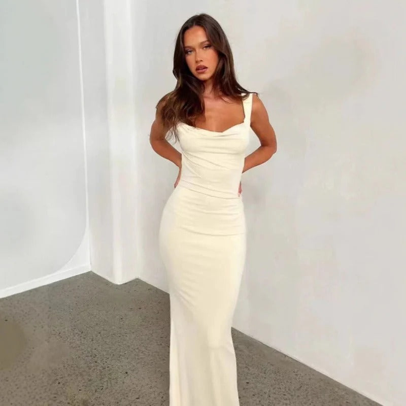 Women’s Evening Dress – Form Fitting – Cowl Neck – Full Length