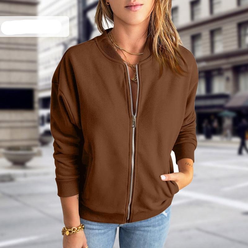 Women’s Jacket – Relaxed Fit – Zip Front – Ribbed Hem and Cuffs