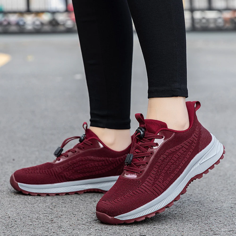 Women’s Sneakers – Breathable Mesh – Lightweight Fit – Lace-Up – Ankle Length Casual