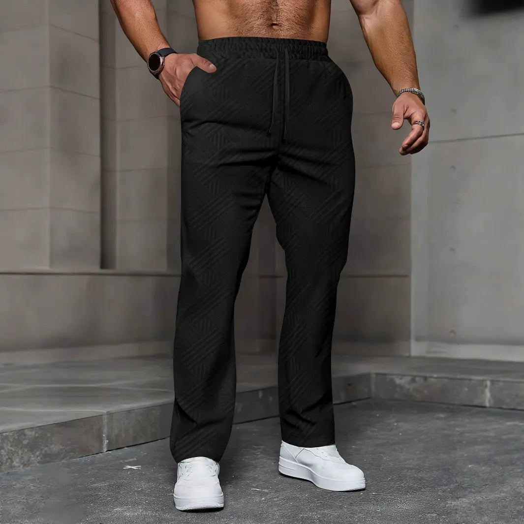 Men’s Jogger Pants – Relaxed Fit – Knit Fabric – Drawstring Waist – Full Length Casual