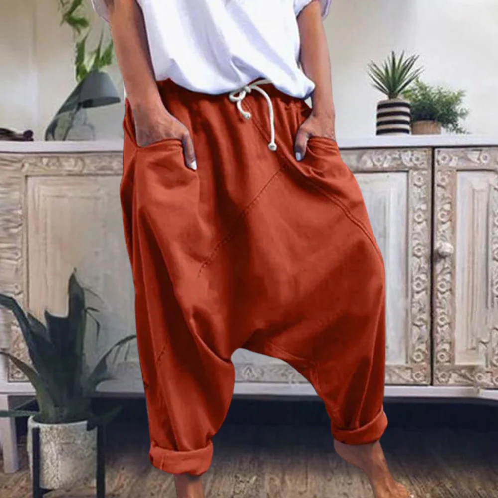 Men’s Harem Pants – Cotton Blend – Relaxed Fit – Drawstring Waist – Tapered Leg