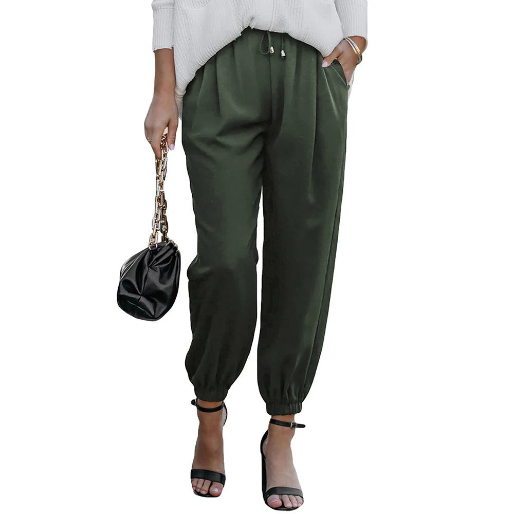 Women’s Casual Pants - Woven - Relaxed Fit - Elastic Waistband