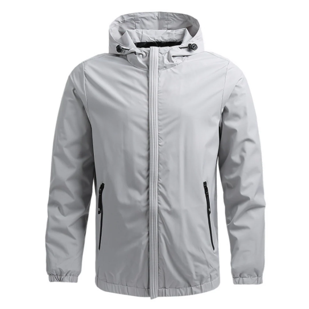 Men’s Hooded Jacket – Wind Resistant – Lightweight – Regular Fit – Zip Pockets