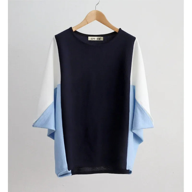 Women’s T-Shirt Pullover – Loose Fit Knit – Batwing Sleeve – Casual Everyday