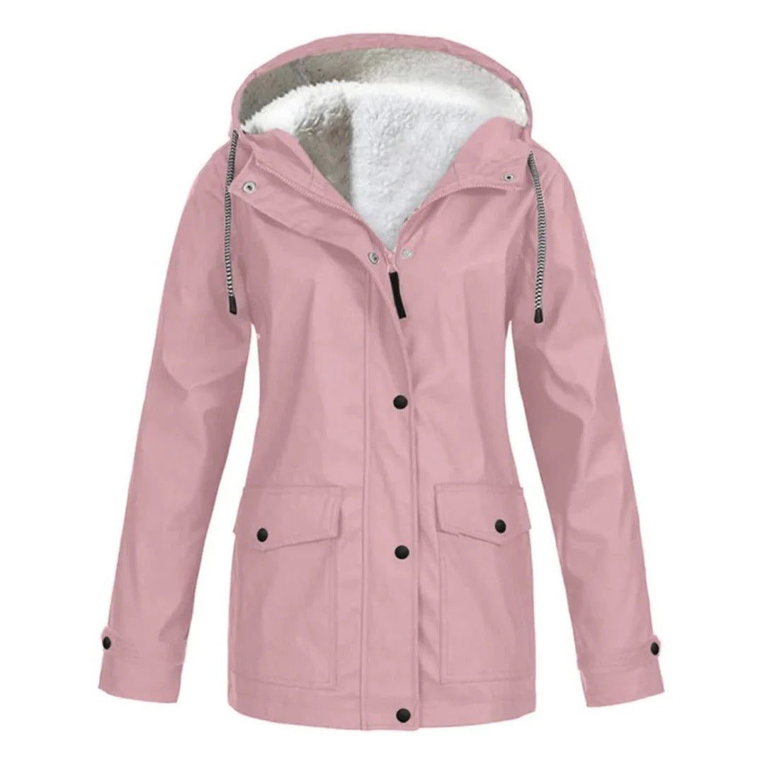 Women’s Hooded Coat – Tailored Fit – Plush Lined – Weather-Resistant – Zip Front with Snap Closure