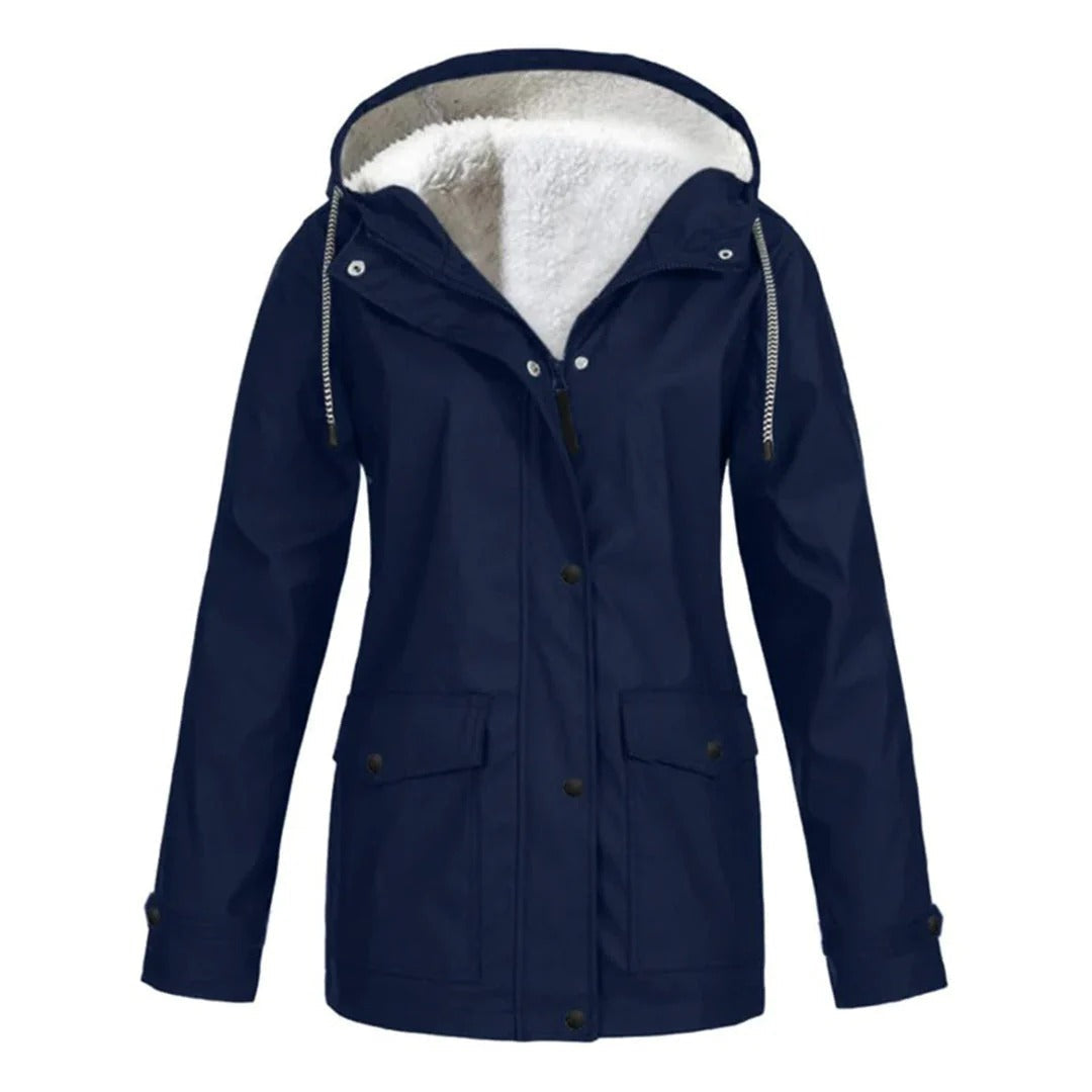 Women’s Hooded Coat – Tailored Fit – Plush Lined – Weather-Resistant – Zip Front with Snap Closure