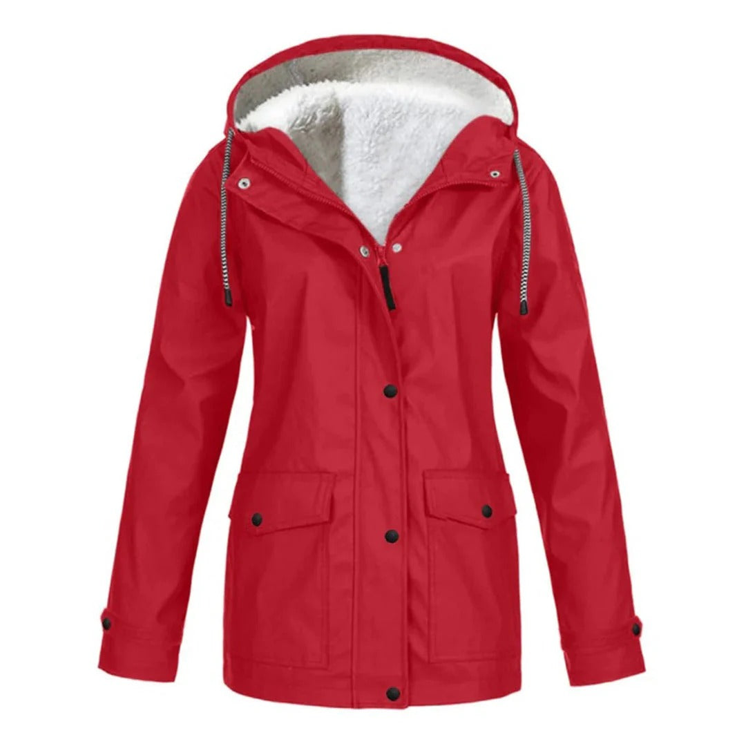Women’s Hooded Coat – Tailored Fit – Plush Lined – Weather-Resistant – Zip Front with Snap Closure