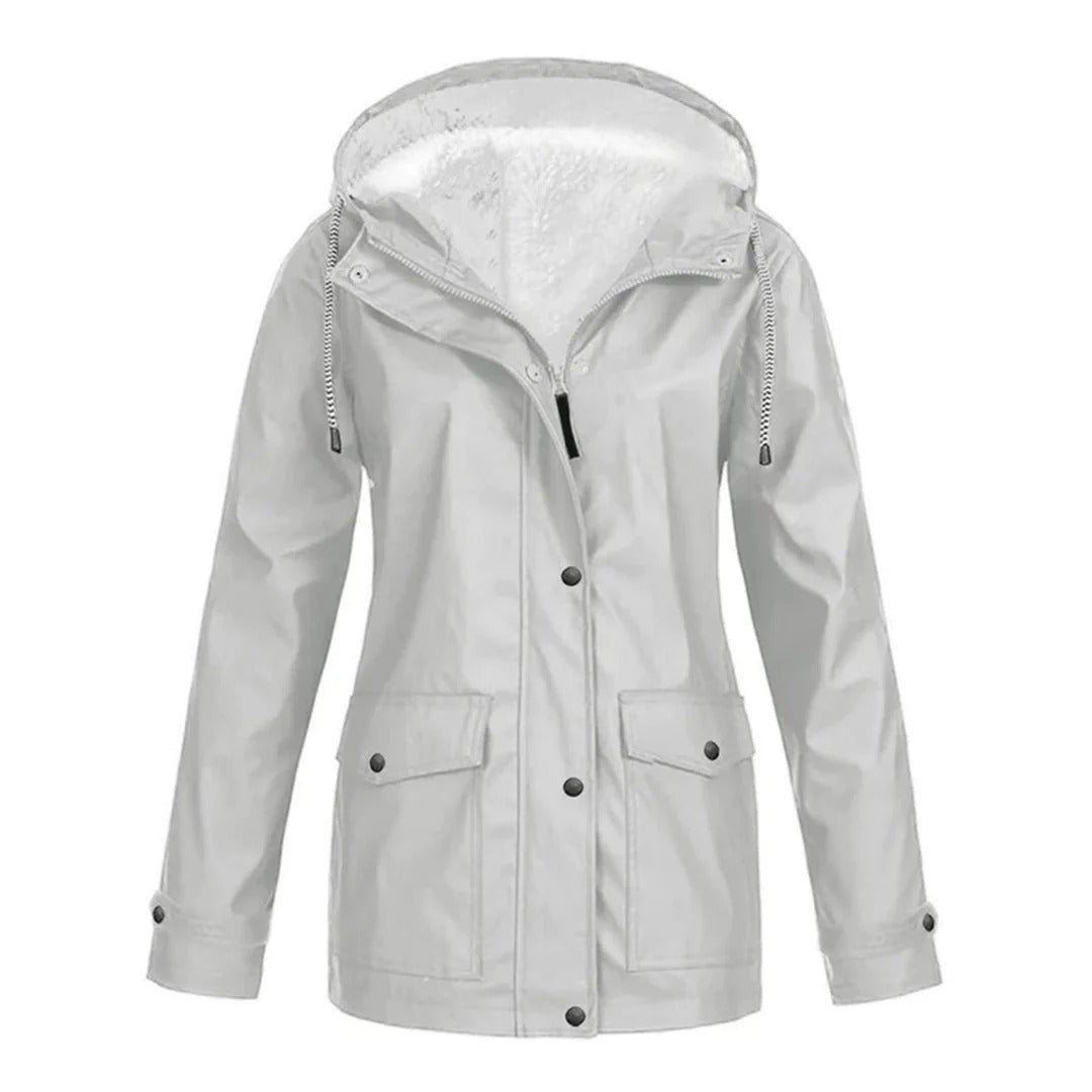 Women’s Hooded Coat – Tailored Fit – Plush Lined – Weather-Resistant – Zip Front with Snap Closure