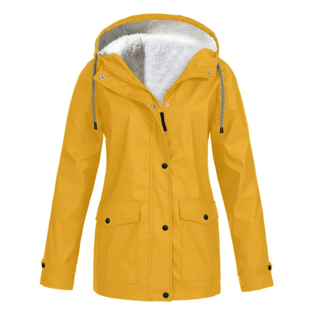 Women’s Hooded Coat – Tailored Fit – Plush Lined – Weather-Resistant – Zip Front with Snap Closure