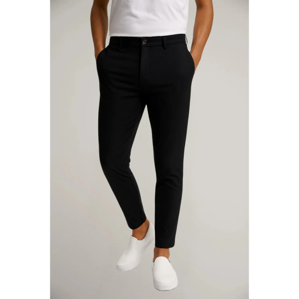 Men’s Tailored Trousers – Modern Fit – Flat Front – Cotton Blend – Ankle Length Formal Wear