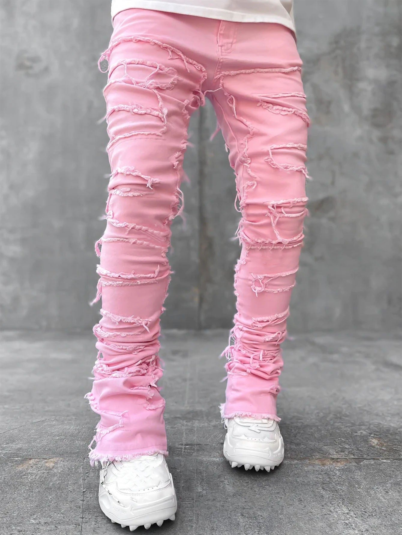 Men’s Slim Fit Jeans – Distressed Denim – Tapered Leg – Urban Street Style