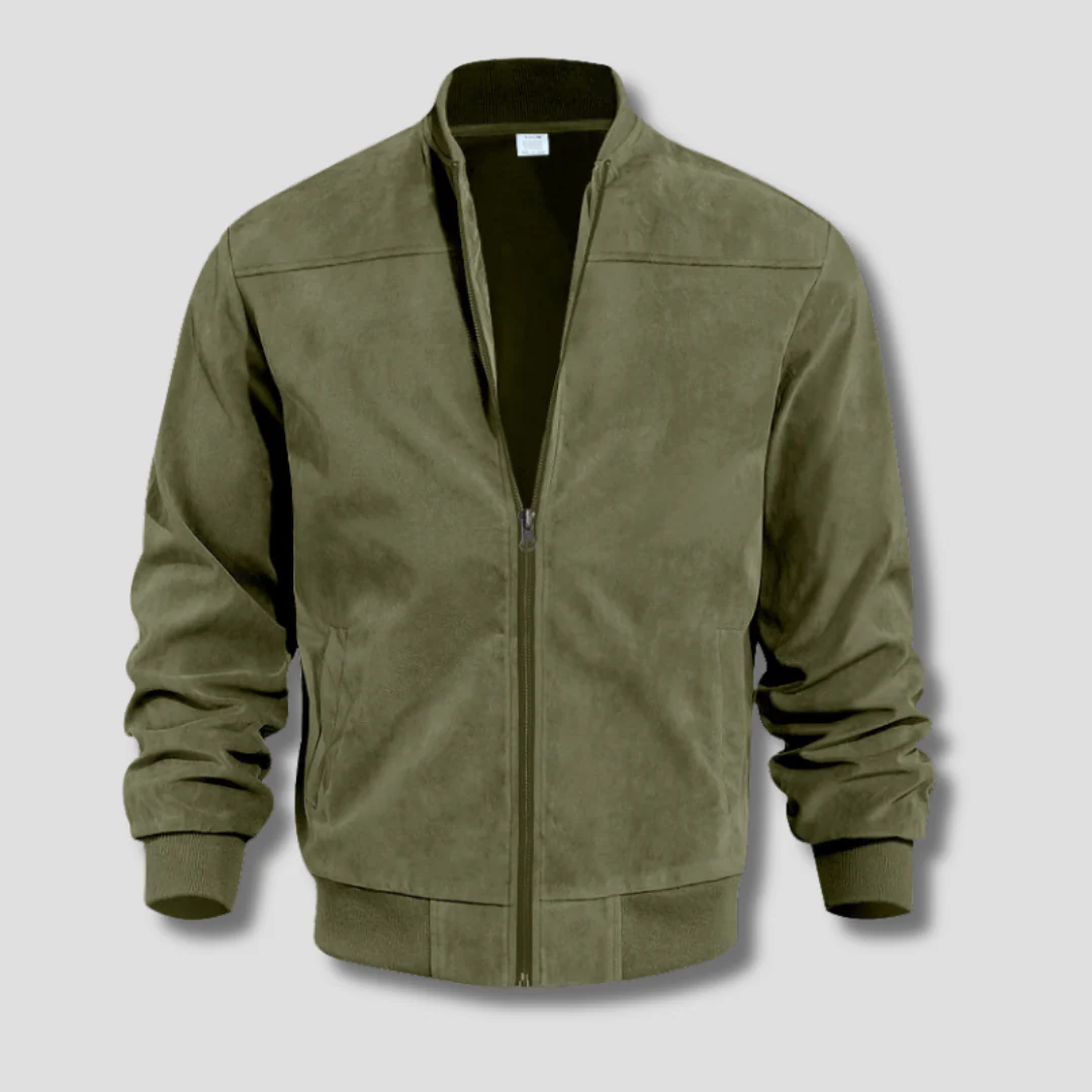 Men’s Bomber Jacket – Relaxed Fit – Woven – Ribbed Hem – Zip Front Closure