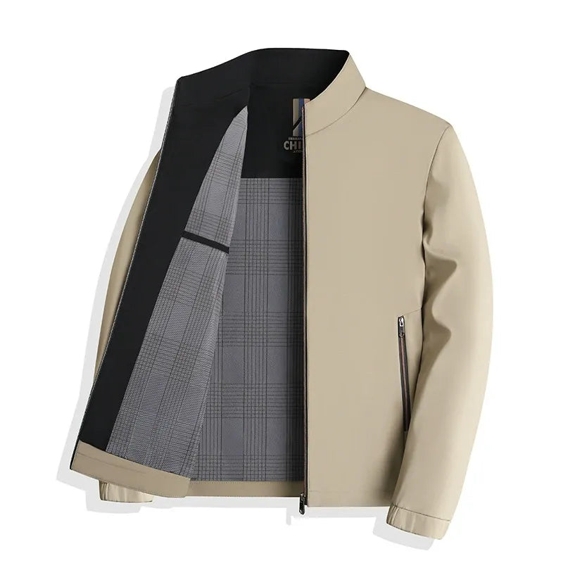 Men’s Jacket – Tailored Fit – Stand Collar – Zipper Closure – Business Casual Style