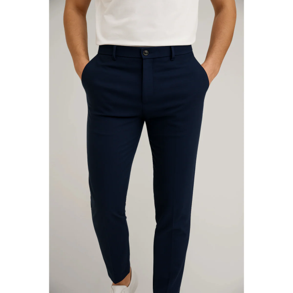 Men’s Tailored Trousers – Modern Fit – Flat Front – Cotton Blend – Ankle Length Formal Wear