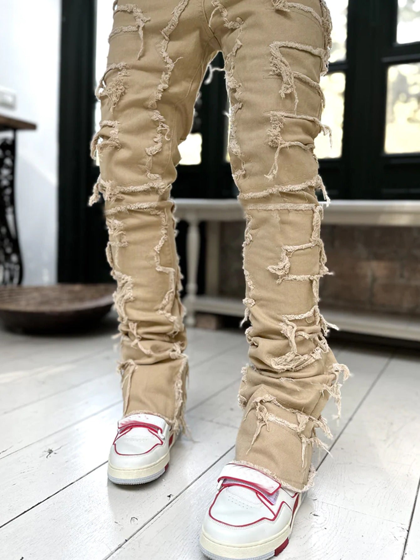 Men’s Slim Fit Jeans – Distressed Denim – Tapered Leg – Urban Street Style