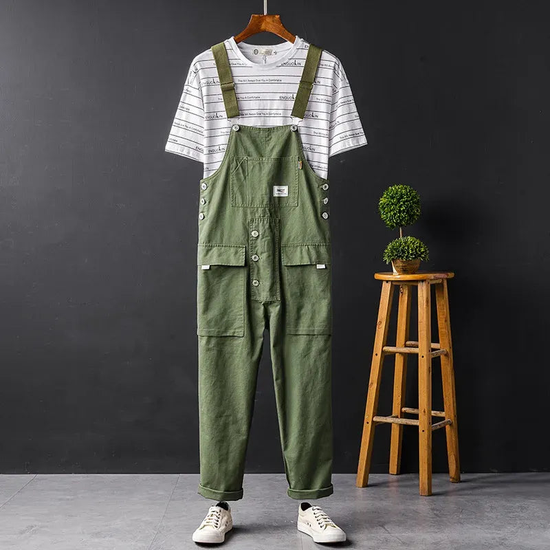 Men’s Dungarees – Relaxed Fit – Cotton Fabric – Adjustable Straps – Full Length