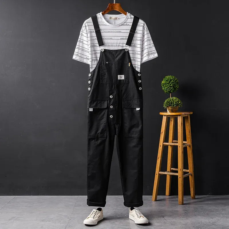 Men’s Dungarees – Relaxed Fit – Cotton Fabric – Adjustable Straps – Full Length