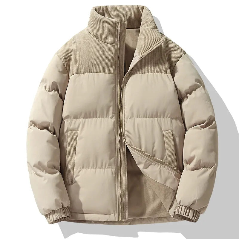 Henry Oversized Puffer Jacket | Quilted Corduroy Trim Jacket