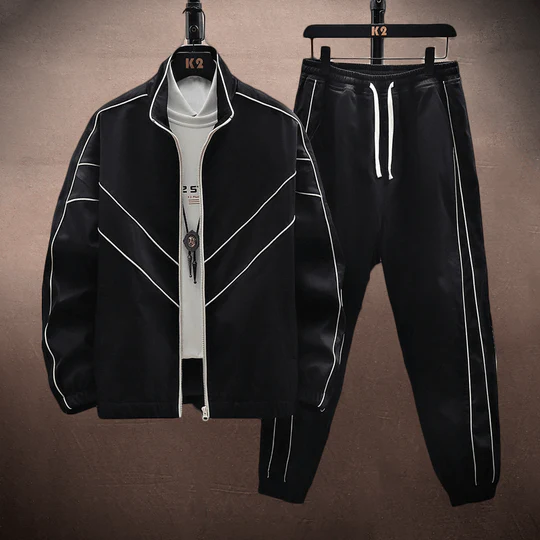 Men’s Two-Piece Set – Relaxed Fit Jacket and Tapered Joggers – Smooth Fabric