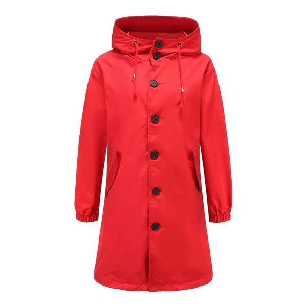 Women’s Rain Jacket – Water-Resistant – Relaxed Fit – Hooded Mid-Length Casual Outerwear