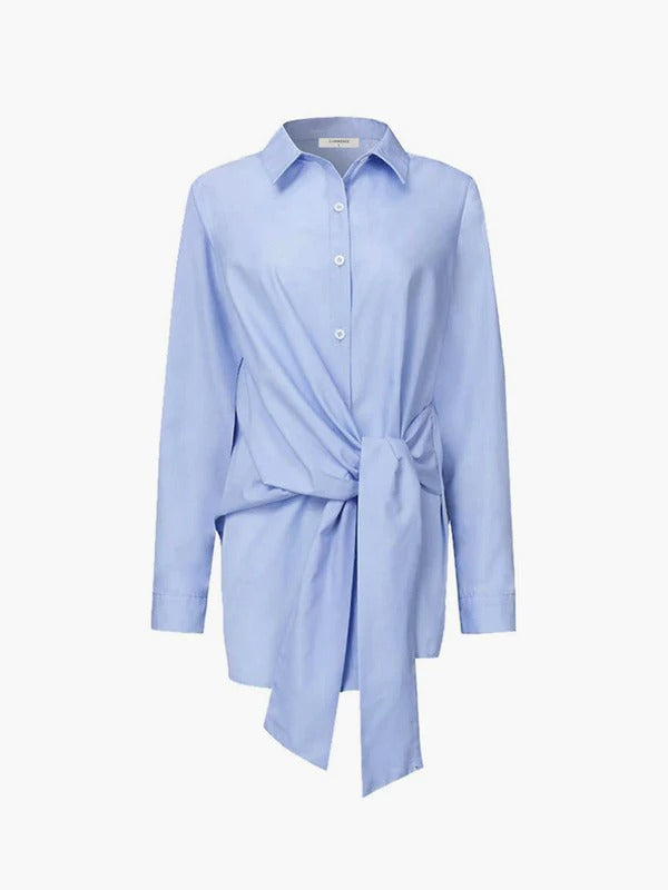 Women’s Waist-Length Relaxed Fit Blouse - Cotton - Spread Collar V-Neck - Buttoned Cuffs