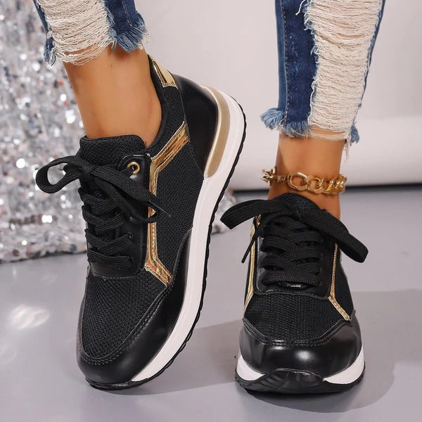 Women’s Sneakers – Breathable Mesh Upper – Supportive Fit – Sleek Lace-Up Design