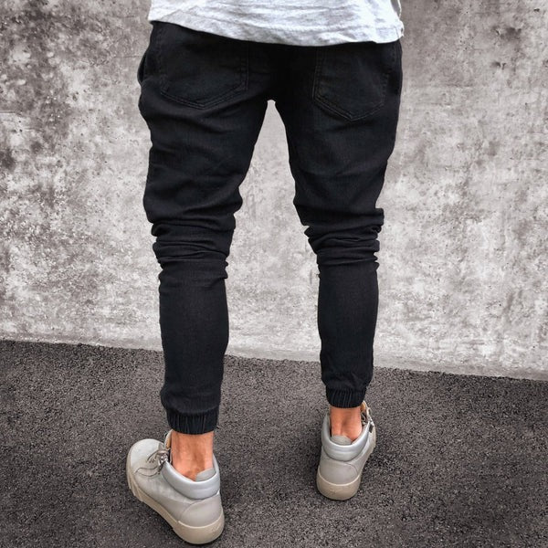 Men’s Jogging Pants – Slim Fit – Elastic Waistband – Ribbed Knees – Cuffed Ankles