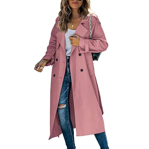 Women’s Trench Coat – Cotton Blend – Tailored Fit – Full Length – Double-Breasted Belted