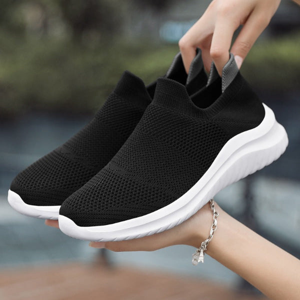 Women’s Sneakers – Knit Mesh – Slip-On Low-Top – Ankle Fit