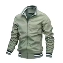 Men’s Bomber Jacket – Woven Blend – Structured Fit – Stand Collar – Ribbed Trim